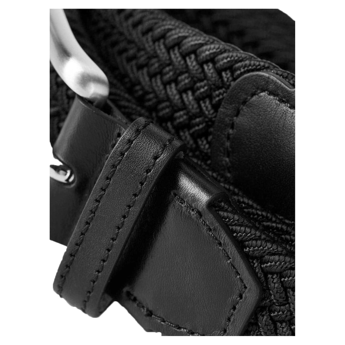 Black - Side - Jack And Jones Spring Woven Leather Belt