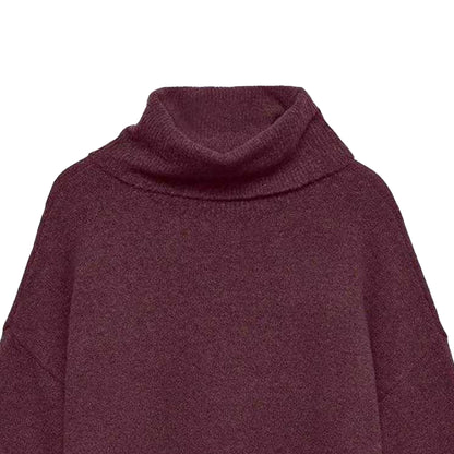 Wine - Back - Vero Moda Womens-Ladies Knitted Roll Neck Jumper Dress