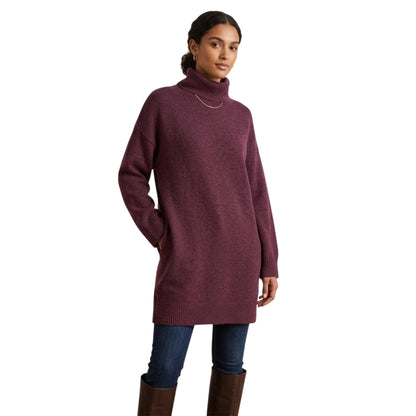 Wine - Side - Vero Moda Womens-Ladies Knitted Roll Neck Jumper Dress