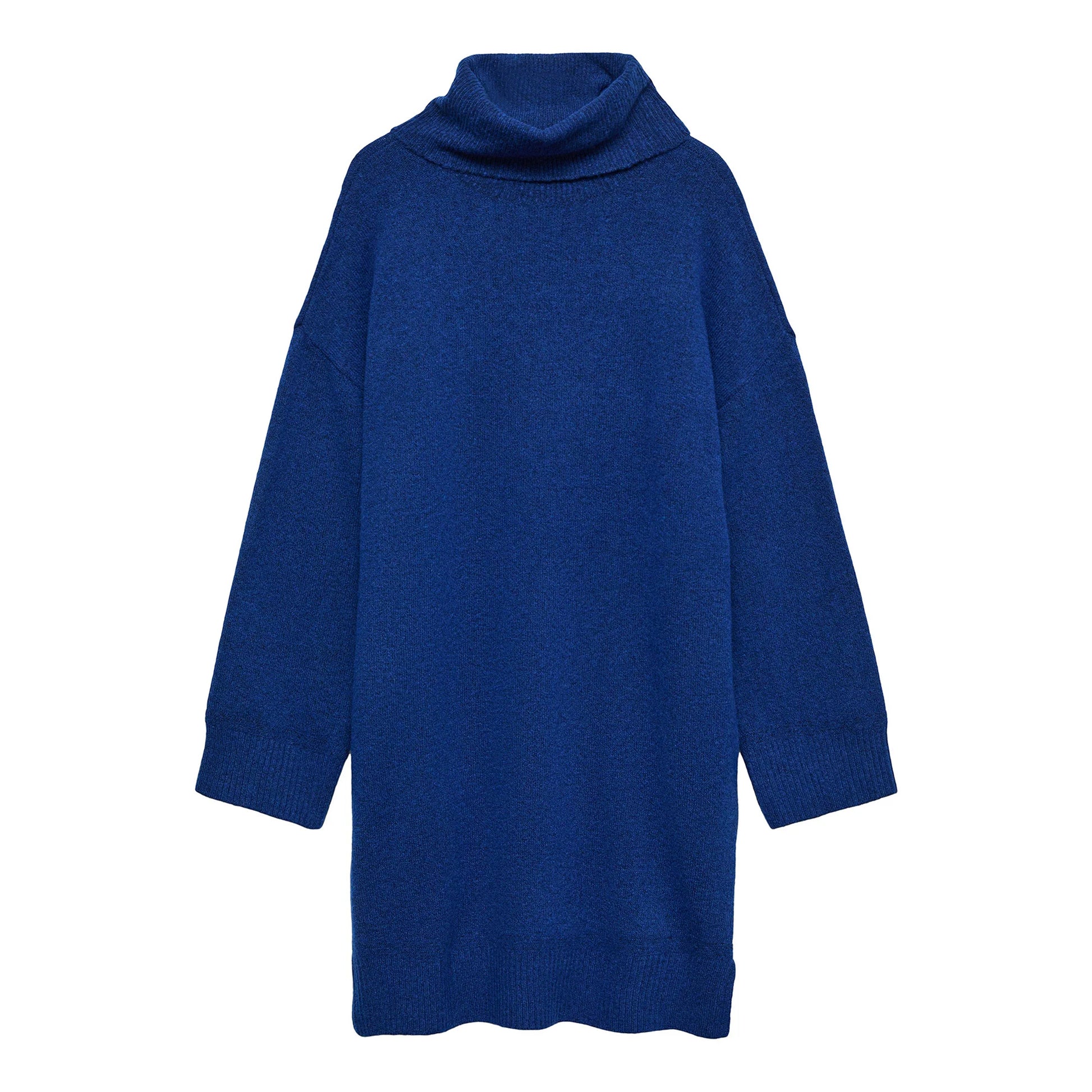 Blue - Front - Vero Moda Womens-Ladies Knitted Roll Neck Jumper Dress