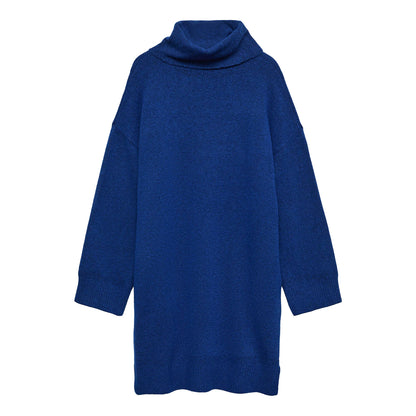 Blue - Front - Vero Moda Womens-Ladies Knitted Roll Neck Jumper Dress