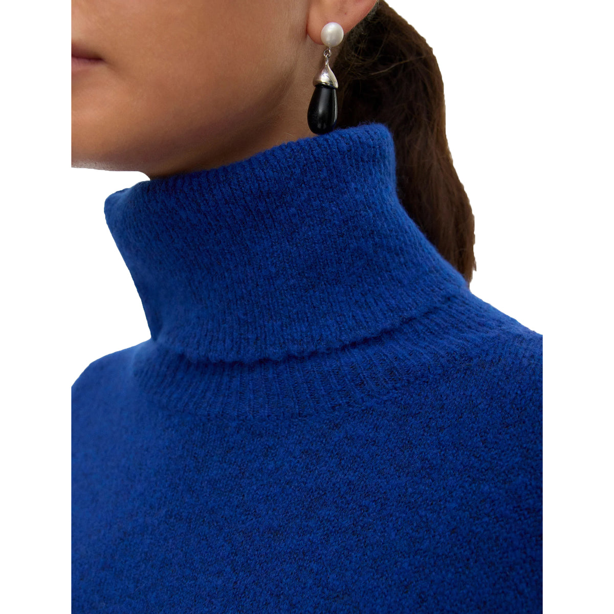 Blue - Back - Vero Moda Womens-Ladies Knitted Roll Neck Jumper Dress