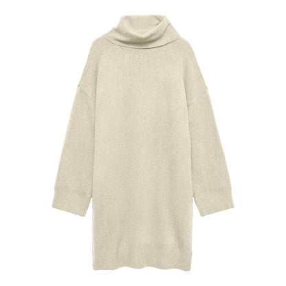 Natural - Front - Vero Moda Womens-Ladies Knitted Roll Neck Jumper Dress