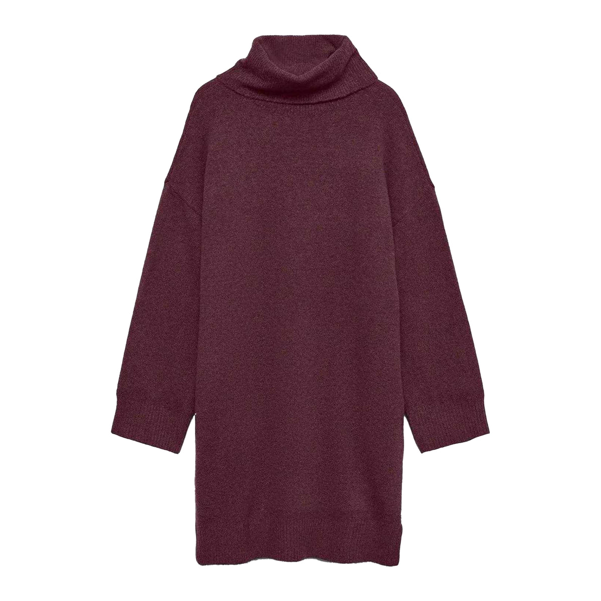 Wine - Front - Vero Moda Womens-Ladies Knitted Roll Neck Jumper Dress