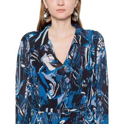Blue-Black - Side - Boss Womens-Ladies Daplisa Pleated Midi Shirt Dress
