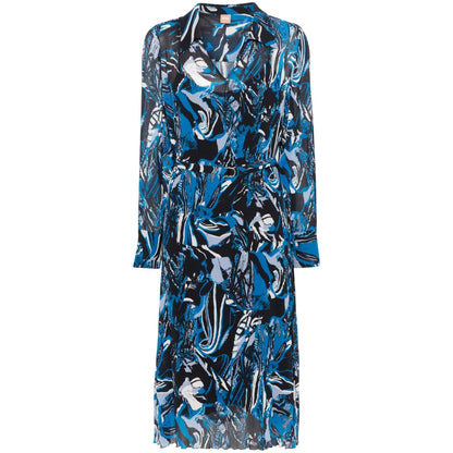 Blue-Black - Front - Boss Womens-Ladies Daplisa Pleated Midi Shirt Dress