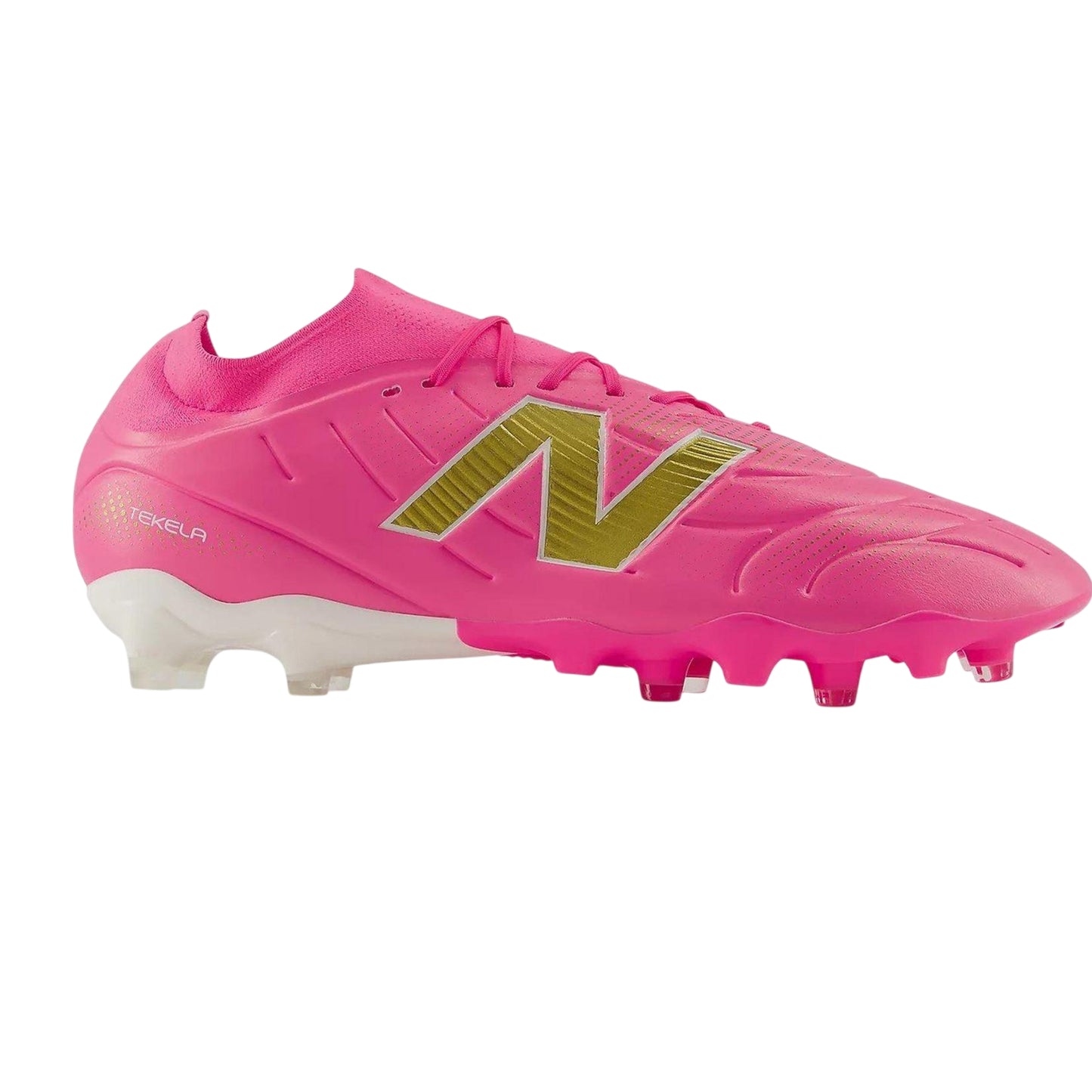 Pink-White - Front - New Balance Mens Tekela Team Low FG V5 Firm Ground Football Boots