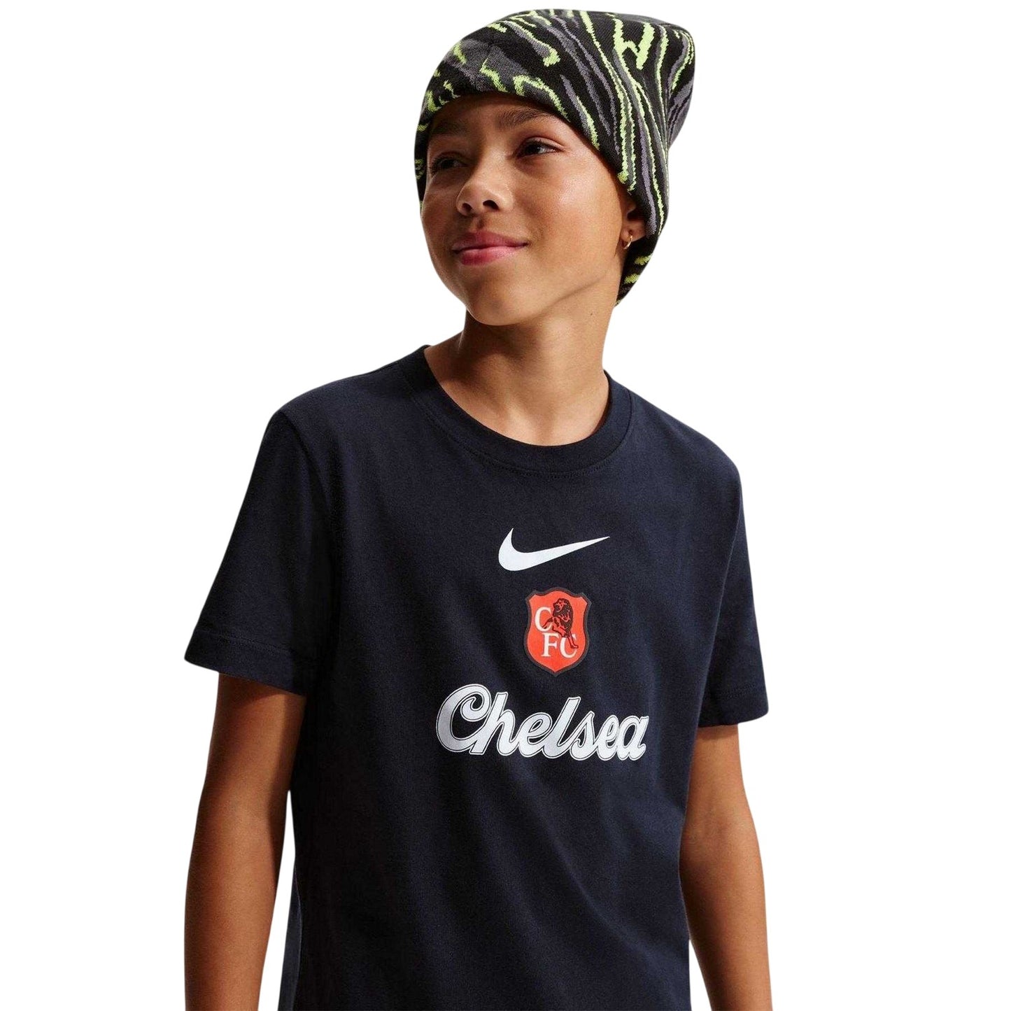 Navy-White - Side - Chelsea FC Childrens-Kids Crest T-Shirt