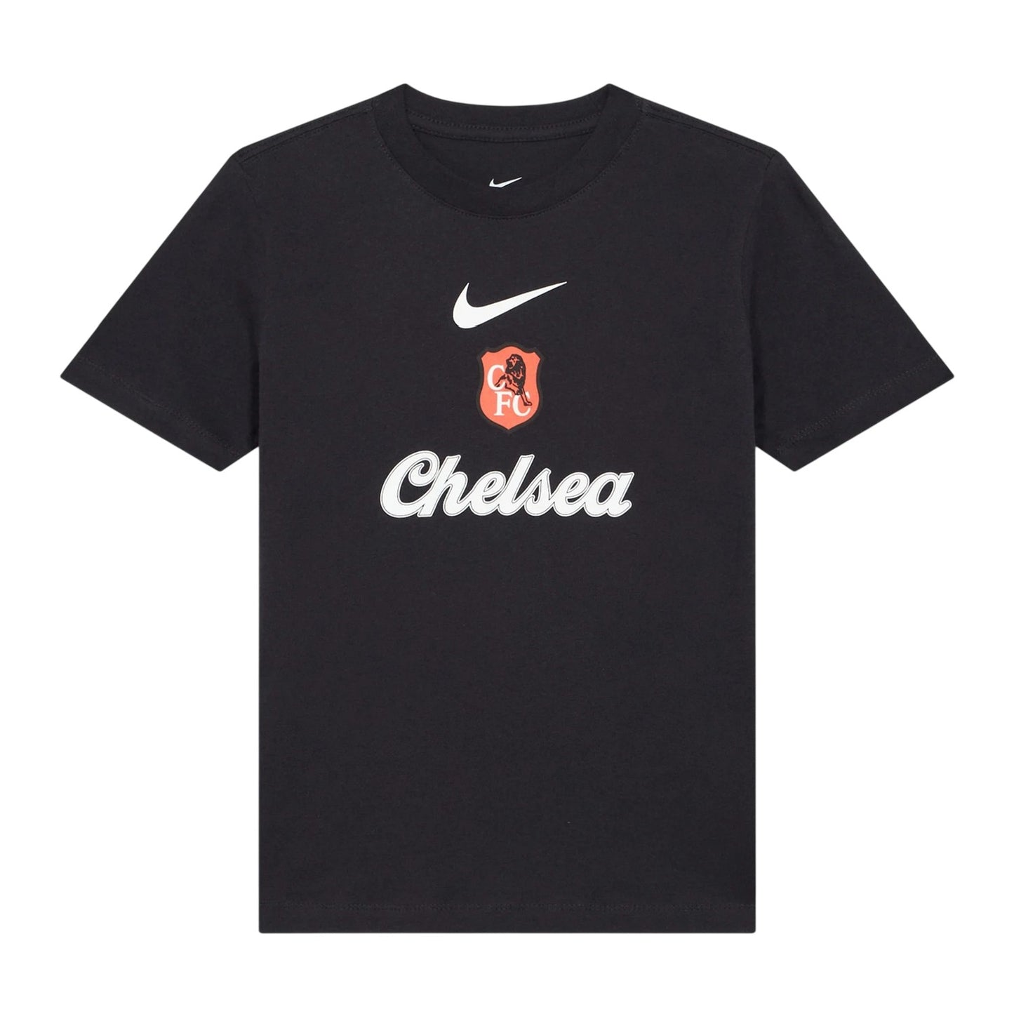 Navy-White - Front - Chelsea FC Childrens-Kids Crest T-Shirt