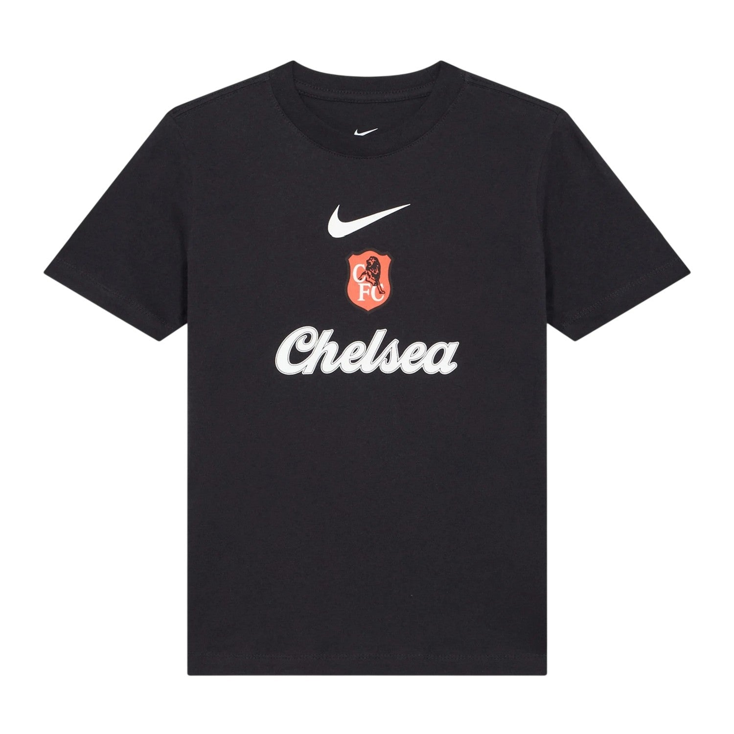 Navy-White - Front - Chelsea FC Childrens-Kids Crest T-Shirt