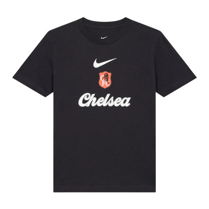 Navy-White - Front - Chelsea FC Childrens-Kids Crest T-Shirt