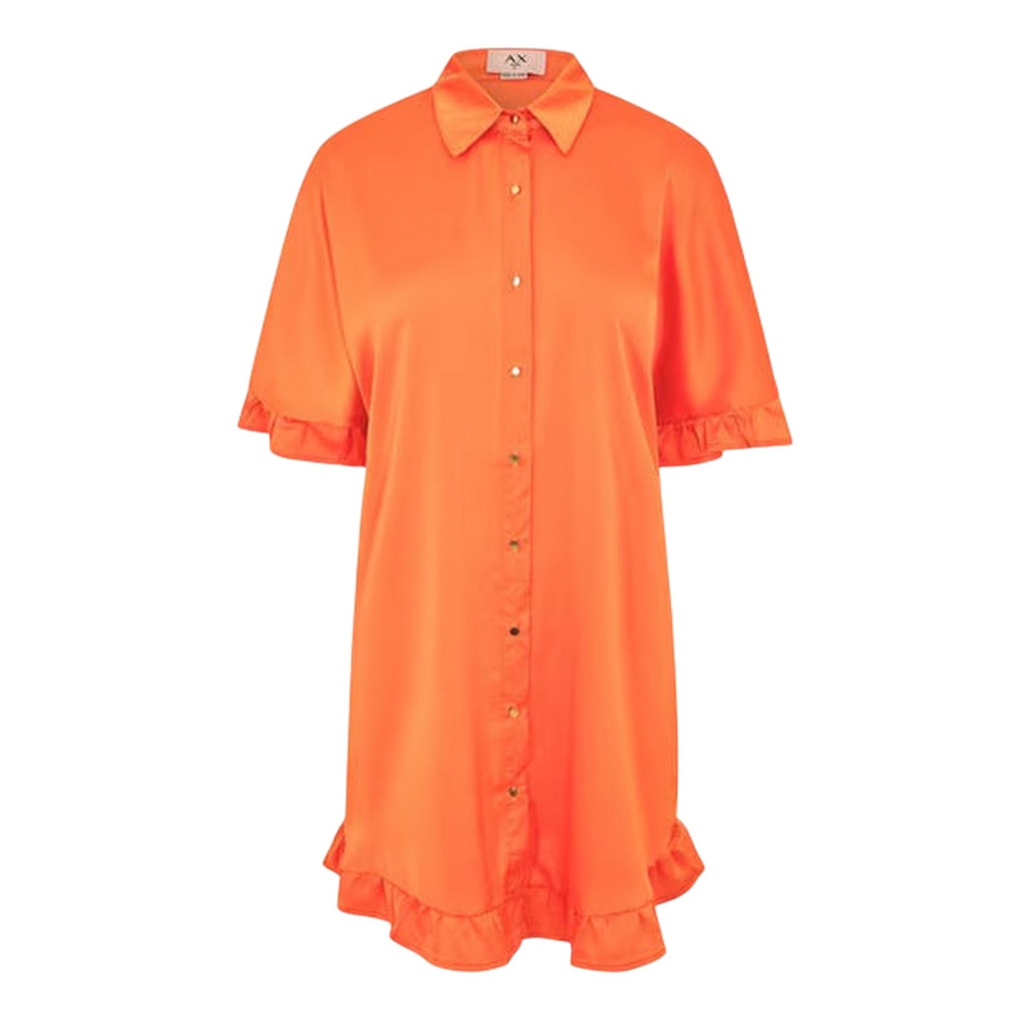 Orange Print - Front - Ax Womens-Ladies Button Detail T-Shirt Dress