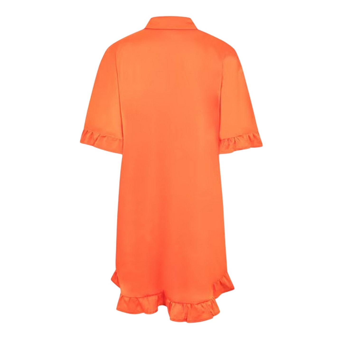 Orange Print - Back - Ax Womens-Ladies Button Detail T-Shirt Dress