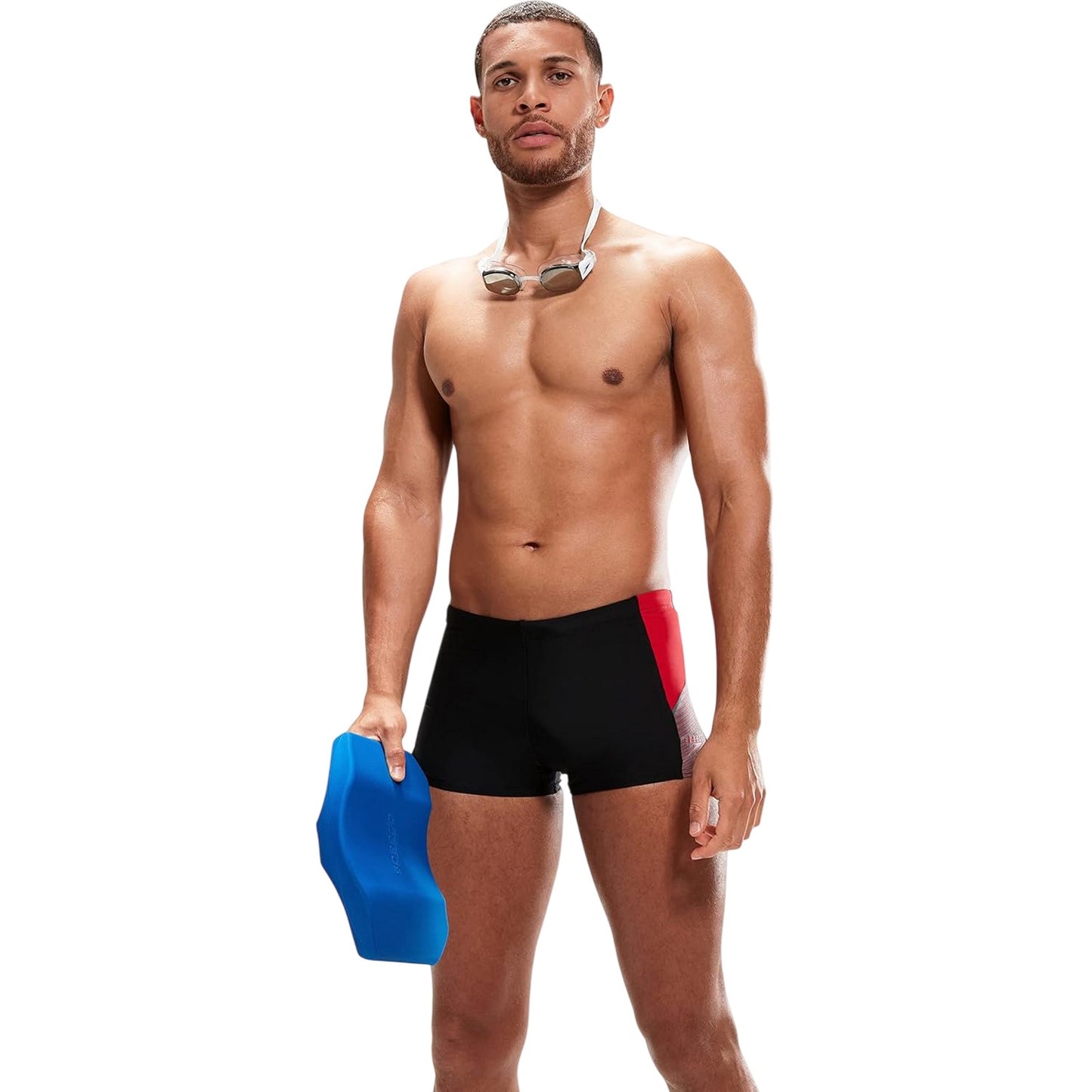 Black-Red - Lifestyle - Speedo Mens Dive Split Geometric Swimming Trunks