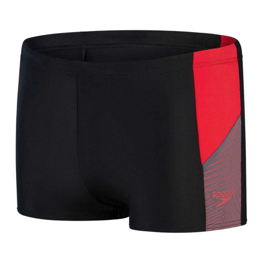 Black-Red - Front - Speedo Mens Dive Split Geometric Swimming Trunks