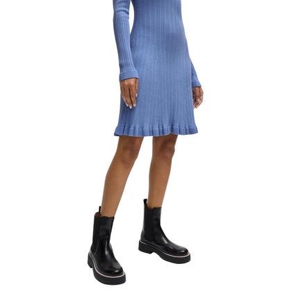 Bright Blue - Side - Boss Womens-Ladies Crew Neck Long-Sleeved Sweater Dress