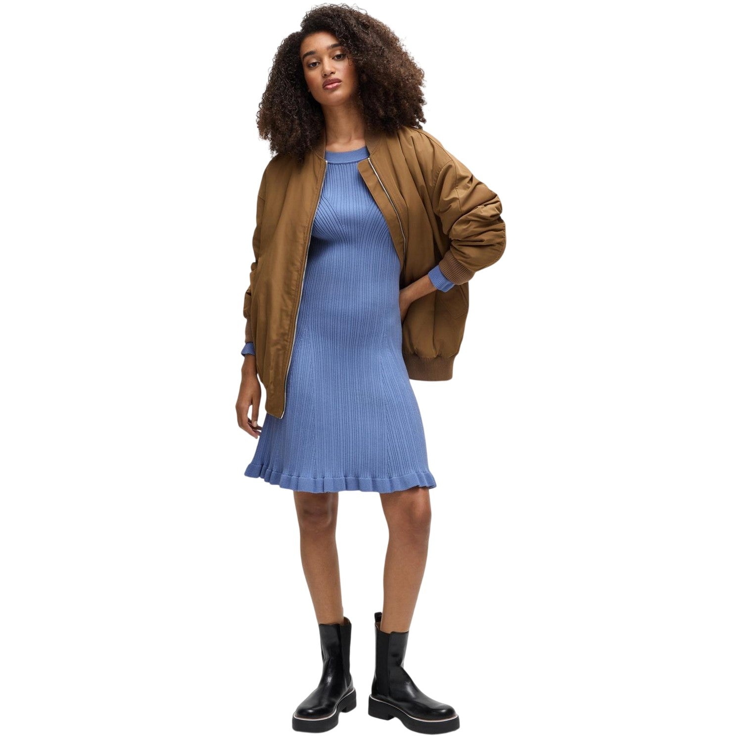 Bright Blue - Lifestyle - Boss Womens-Ladies Crew Neck Long-Sleeved Sweater Dress
