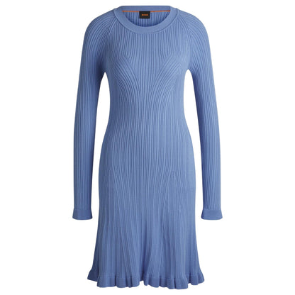 Bright Blue - Front - Boss Womens-Ladies Crew Neck Long-Sleeved Sweater Dress