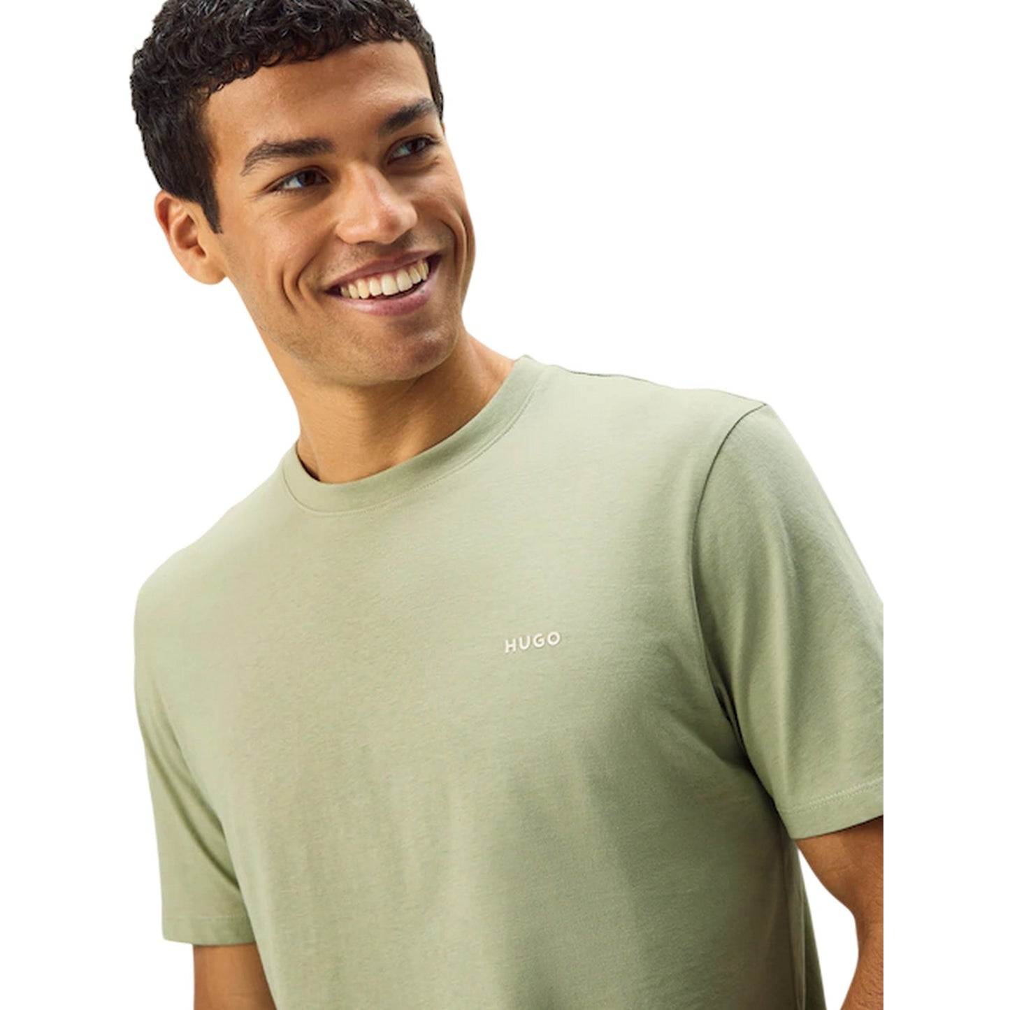 Green - Side - Hugo Mens Dero222 Logo T-Shirt