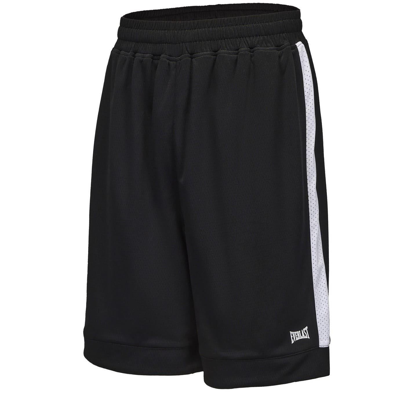 Black-White - Side - Everlast Mens BB500 Basketball Shorts