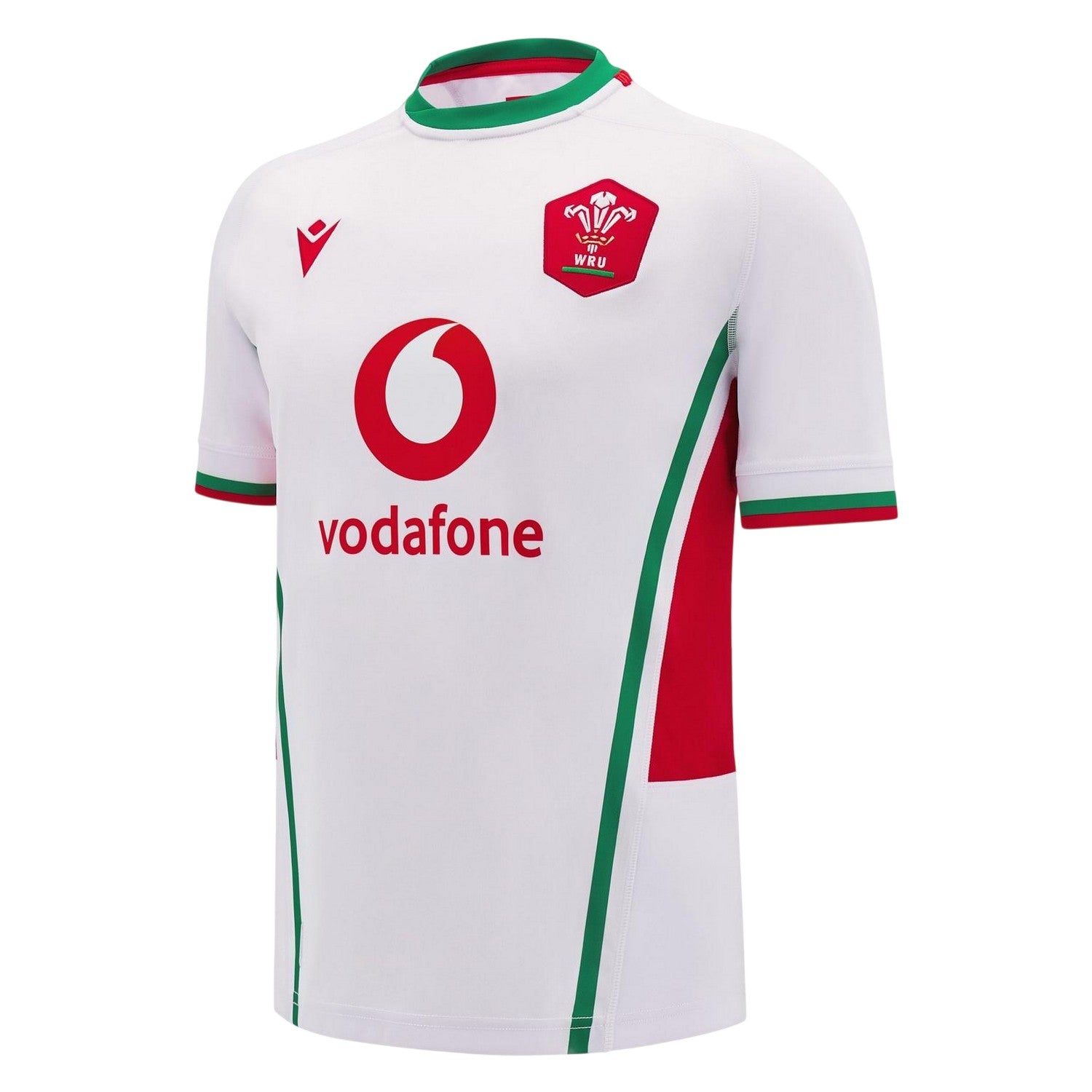 White-Green - Front - Macron Womens-Ladies 2024-2025 Welsh Rugby Union Away Jersey