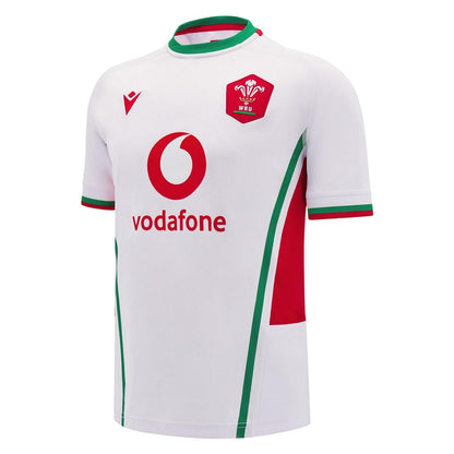 White-Green - Front - Macron Womens-Ladies 2024-2025 Welsh Rugby Union Away Jersey