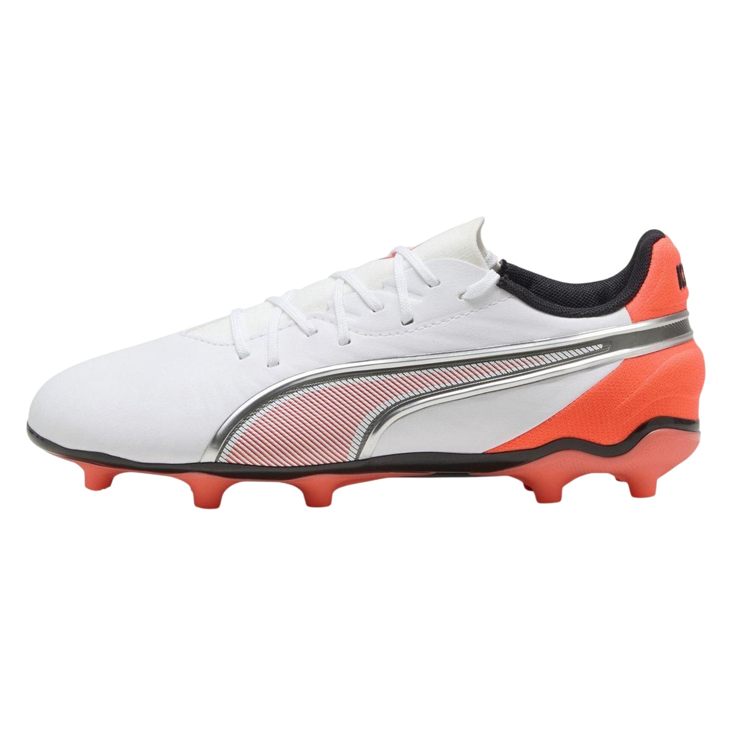 White-Red - Back - Puma Childrens-Kids King Match Firm Ground Football Boots