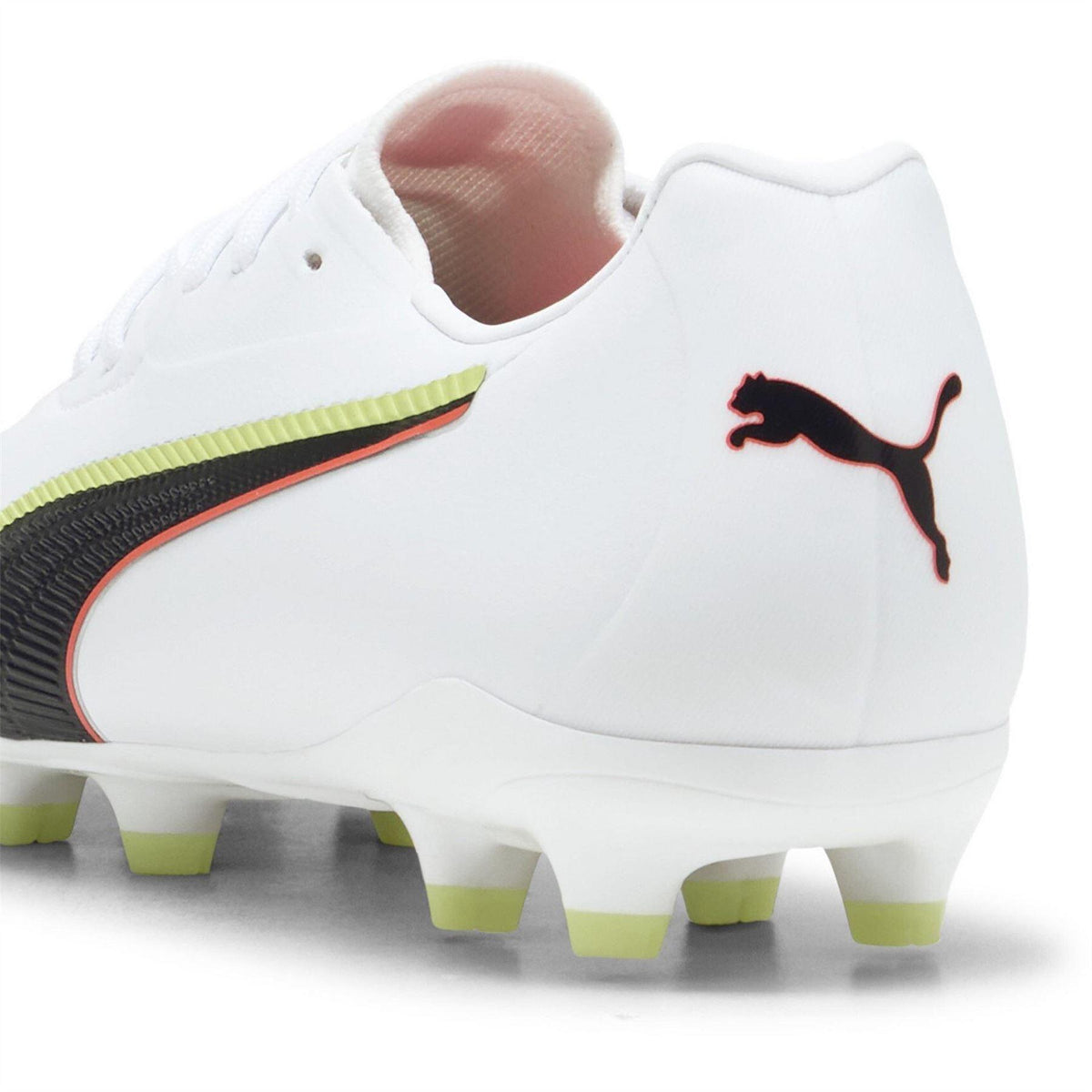 White-Yellow - Pack Shot - Puma Childrens-Kids King Match Firm Ground Football Boots