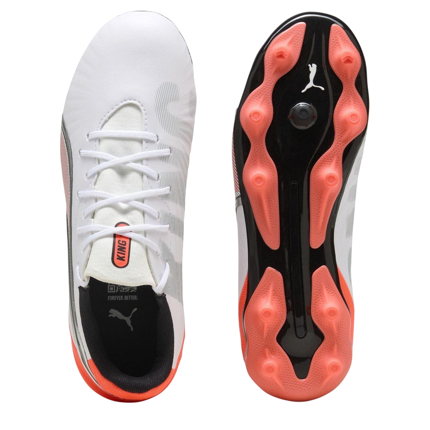 White-Red - Lifestyle - Puma Childrens-Kids King Match Firm Ground Football Boots