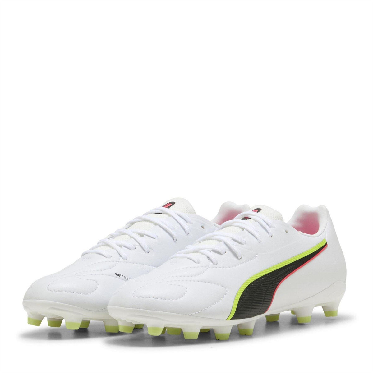 White-Yellow - Front - Puma Childrens-Kids King Match Firm Ground Football Boots