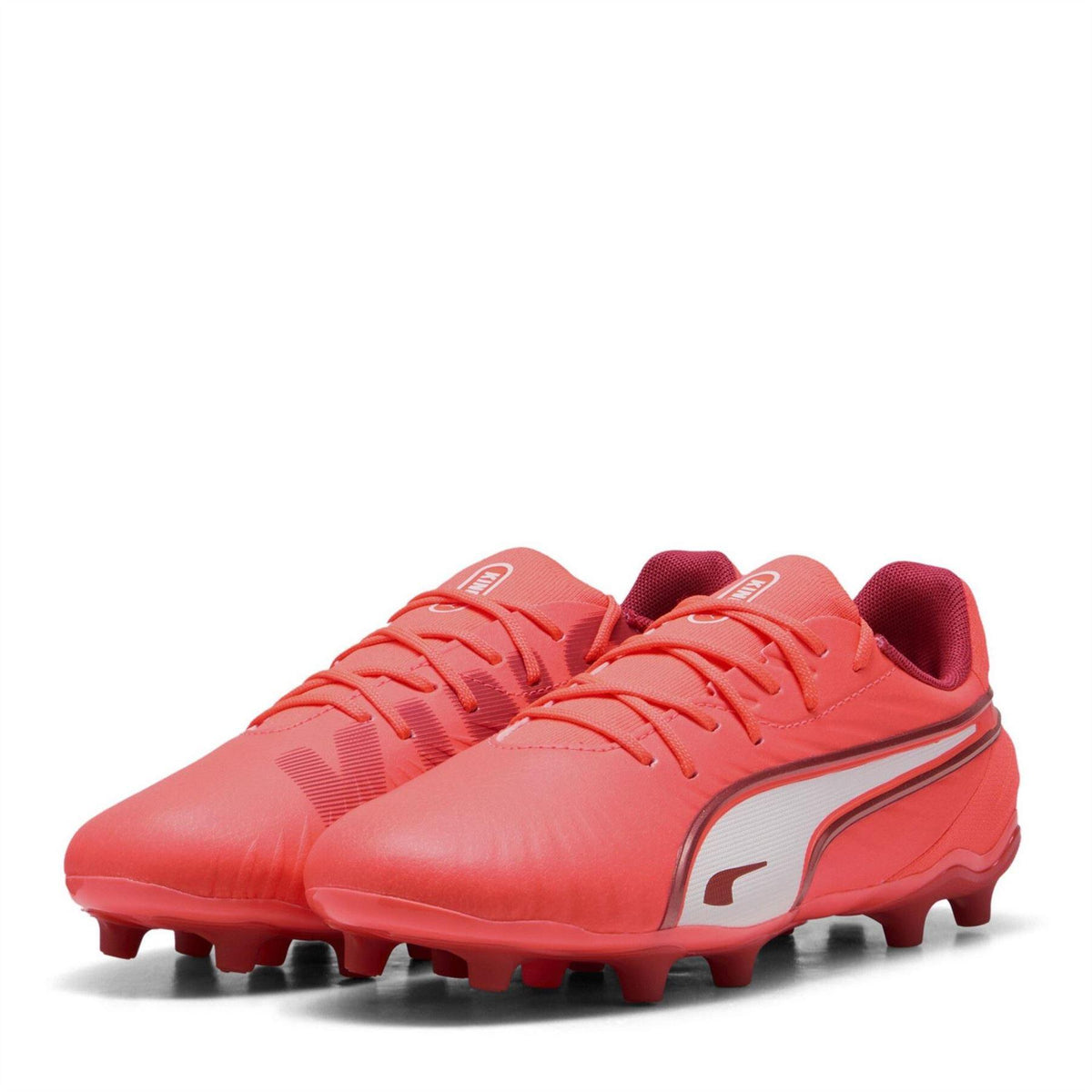 Red-White - Front - Puma Childrens-Kids King Match Firm Ground Football Boots