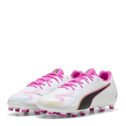 Pink - Front - Puma Childrens-Kids King Match Firm Ground Football Boots