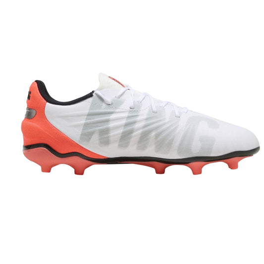 White-Red - Front - Puma Childrens-Kids King Match Firm Ground Football Boots