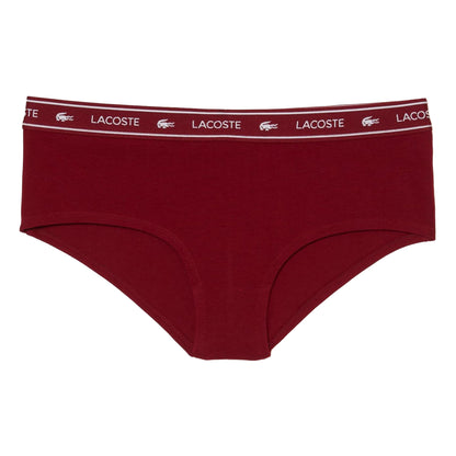 Burgundy - Front - Lacoste Womens-Ladies Shorty Briefs