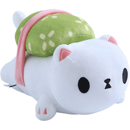 White-Green - Front - Kenji Lucky Cat Sushi Plush Toy