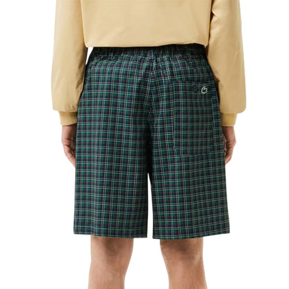 Green - Back - Lacoste Mens Ultra Dry Plaid Golf Shorts