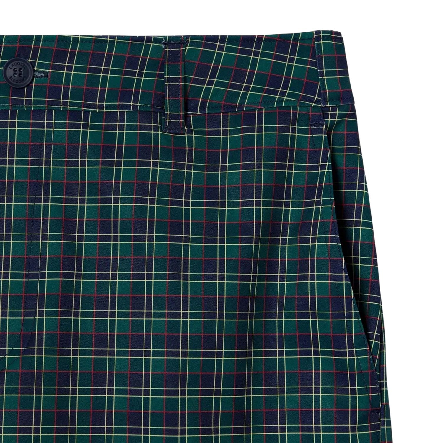 Green - Side - Lacoste Mens Ultra Dry Plaid Golf Shorts