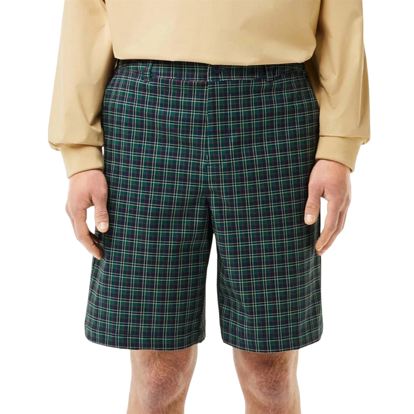 Green - Pack Shot - Lacoste Mens Ultra Dry Plaid Golf Shorts