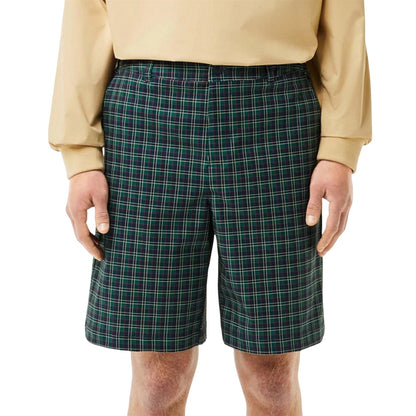 Green - Pack Shot - Lacoste Mens Ultra Dry Plaid Golf Shorts