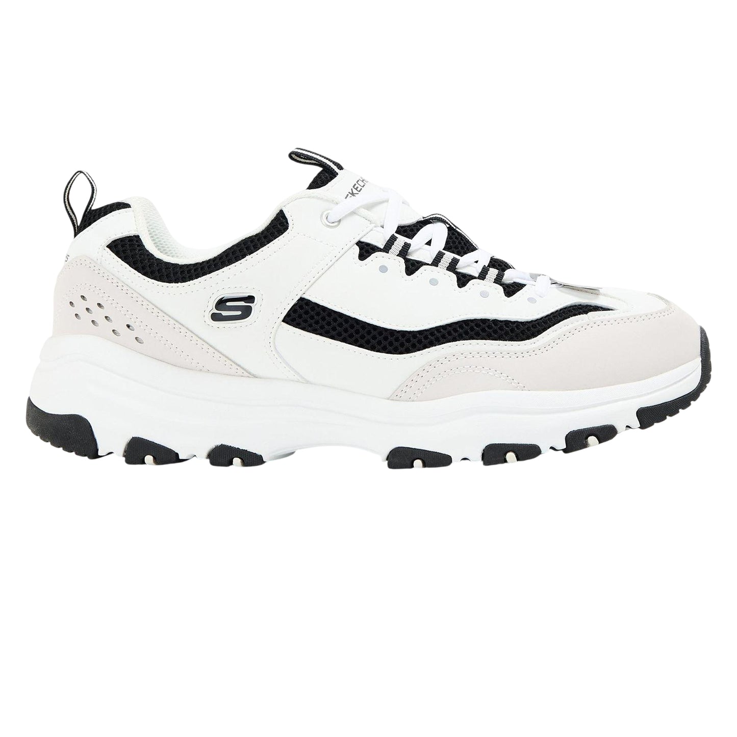 White-Black - Front - Skechers Mens Logo Low Cut Flat Trainers