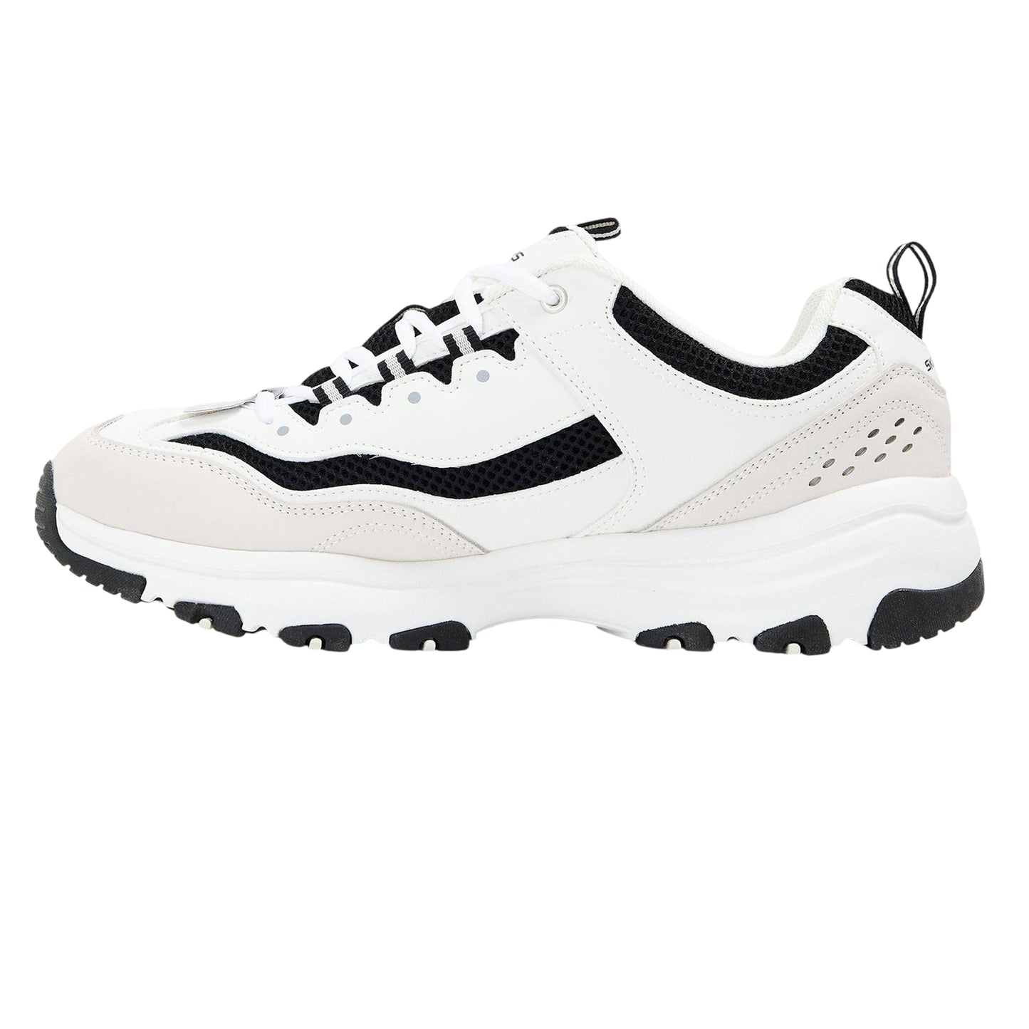 White-Black - Back - Skechers Mens Logo Low Cut Flat Trainers
