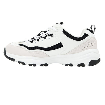 White-Black - Back - Skechers Mens Logo Low Cut Flat Trainers