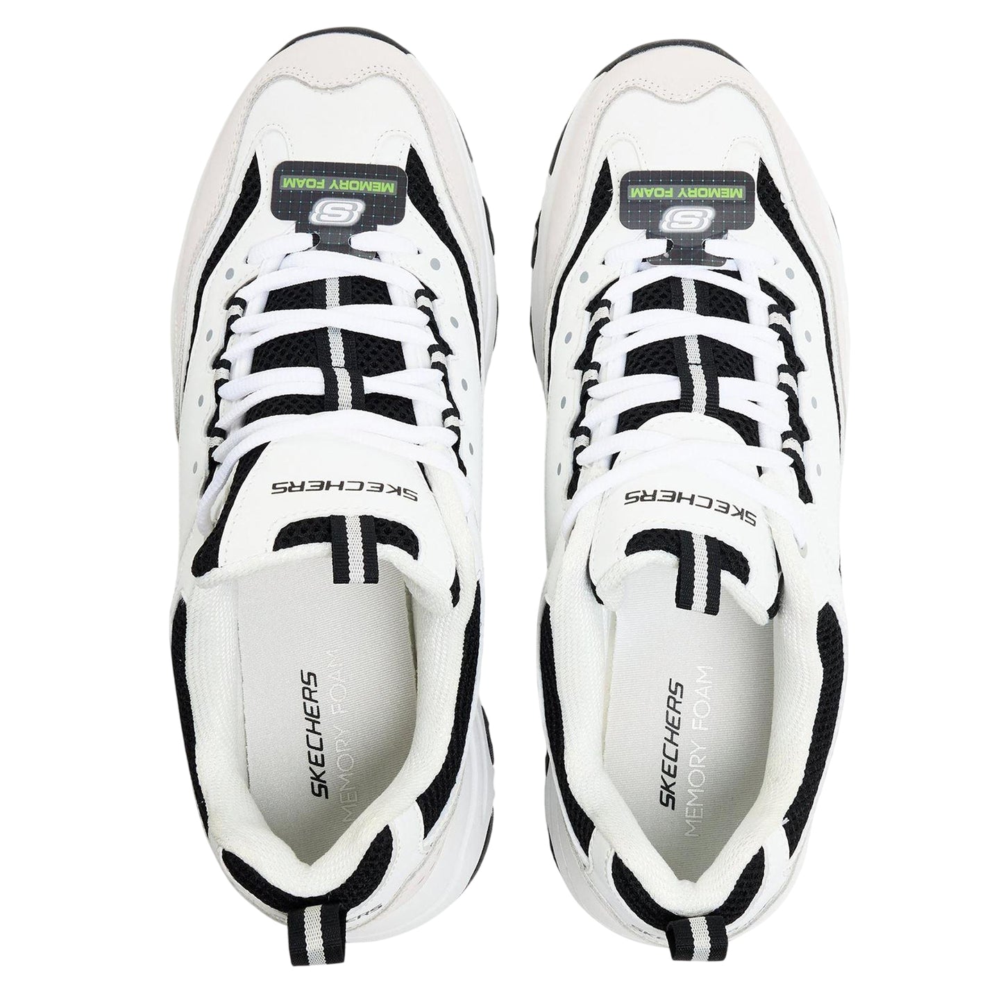 White-Black - Side - Skechers Mens Logo Low Cut Flat Trainers