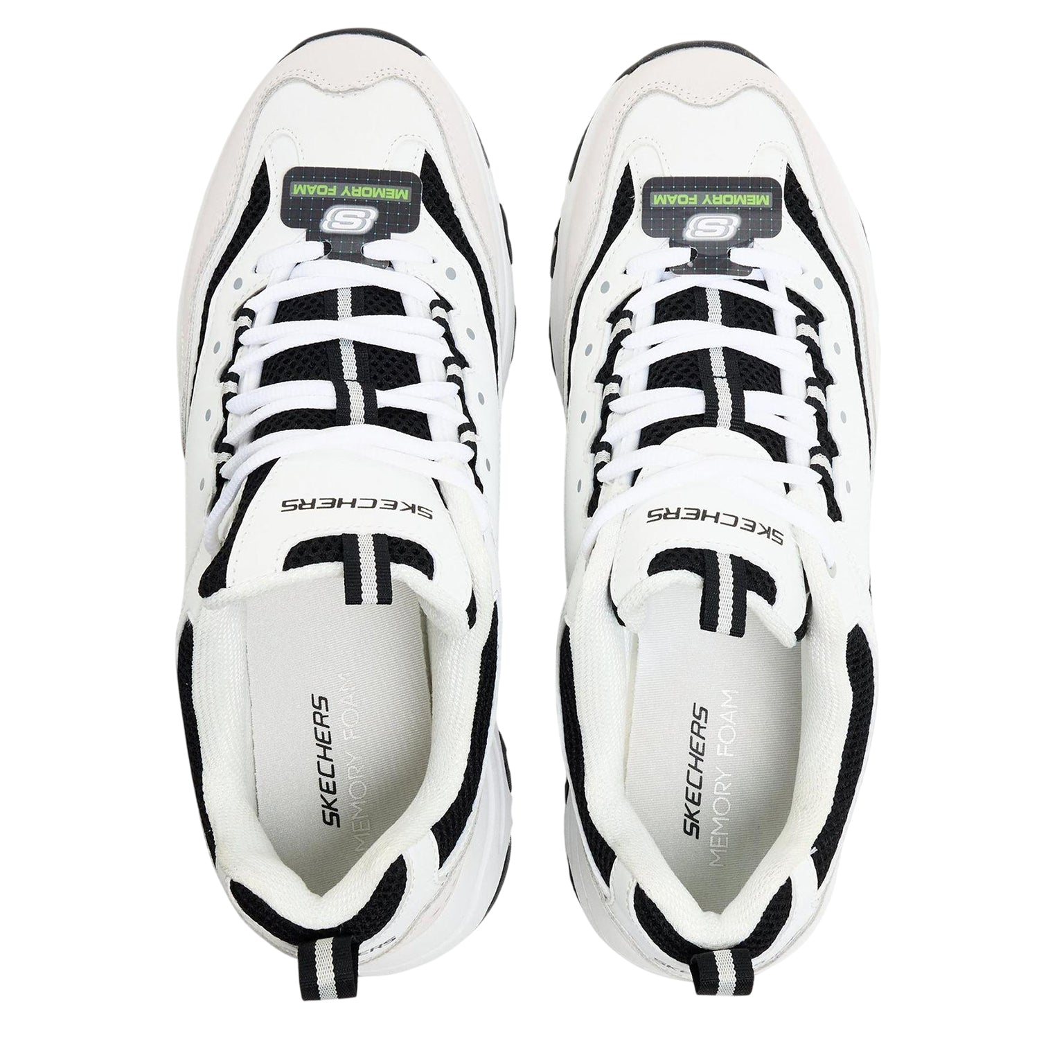 White-Black - Side - Skechers Mens Logo Low Cut Flat Trainers