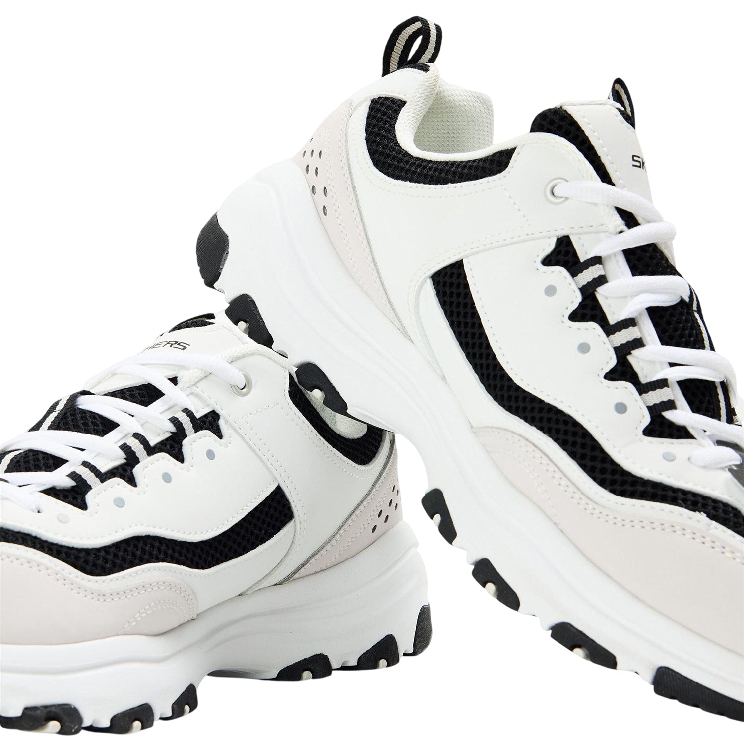 White-Black - Lifestyle - Skechers Mens Logo Low Cut Flat Trainers