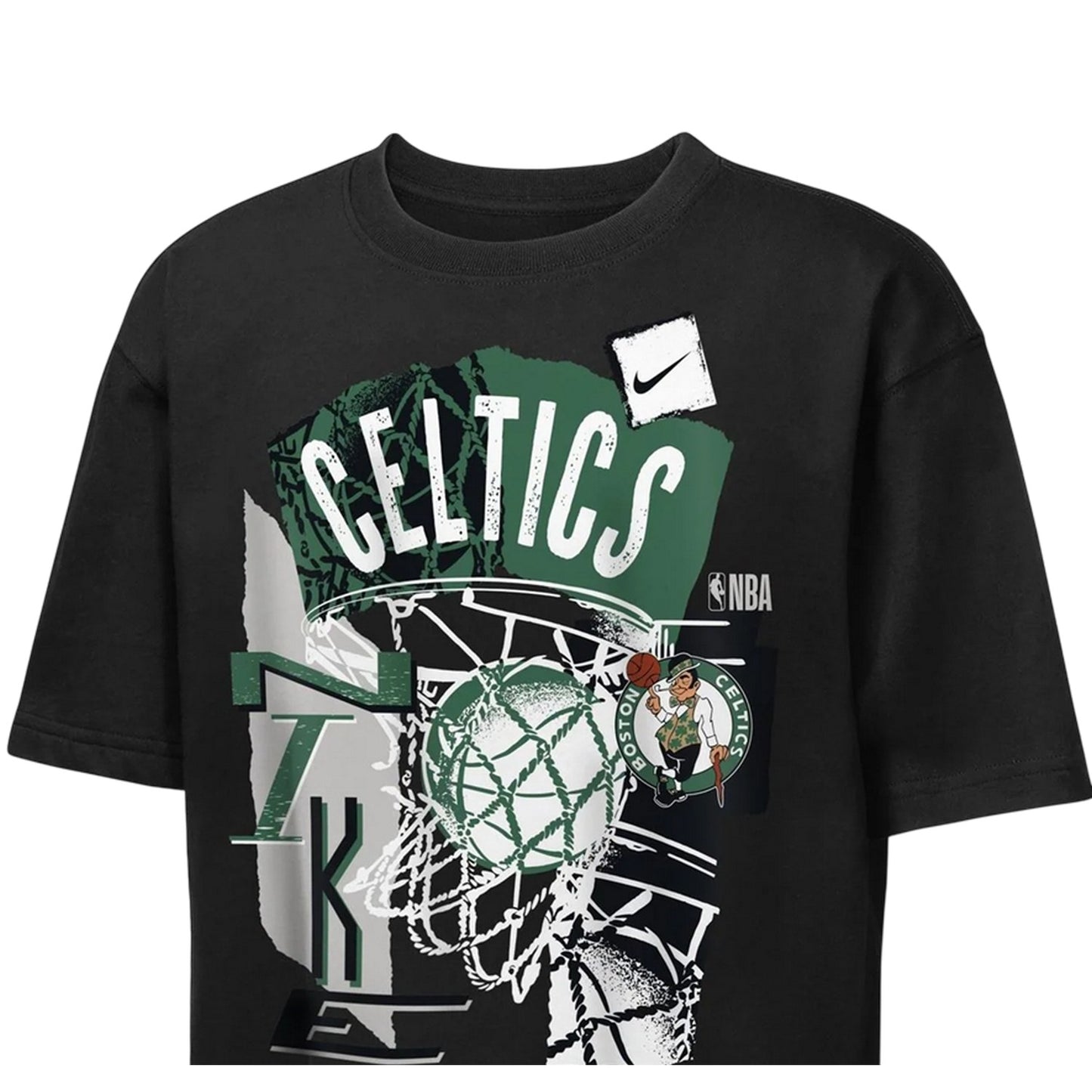 Black - Side - Boston Celtics Childrens-Kids Graphic Print T-Shirt