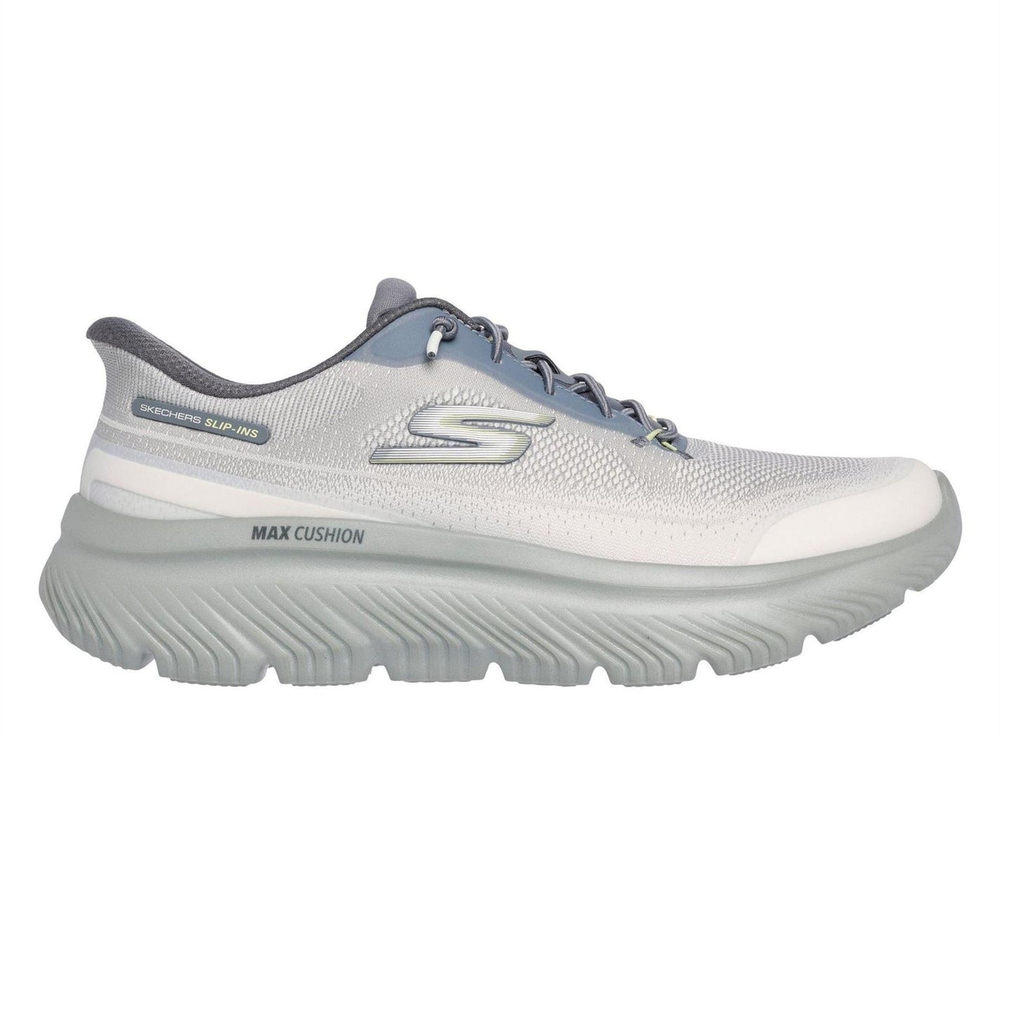Charcoal-Lime - Front - Skechers Mens Walk Max Slip-on Trainers