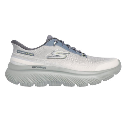Charcoal-Lime - Front - Skechers Mens Walk Max Slip-on Trainers
