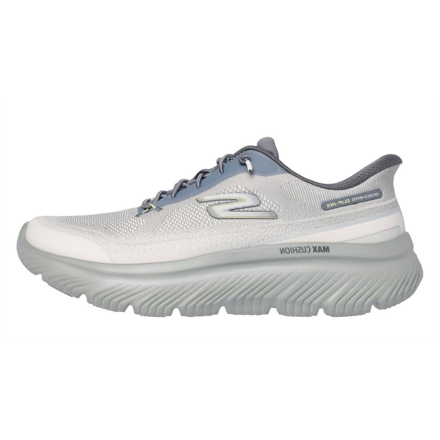 Charcoal-Lime - Back - Skechers Mens Walk Max Slip-on Trainers