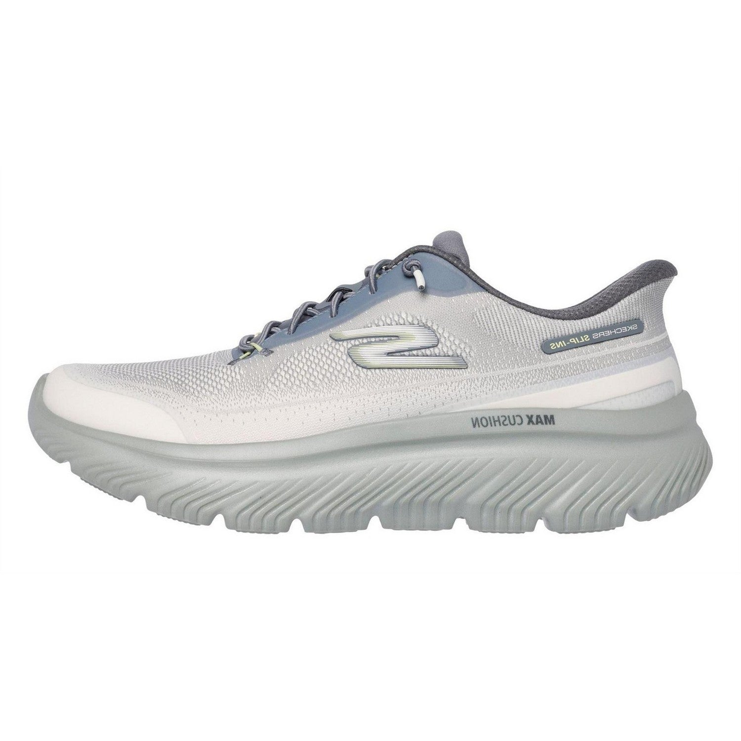 Charcoal-Lime - Back - Skechers Mens Walk Max Slip-on Trainers